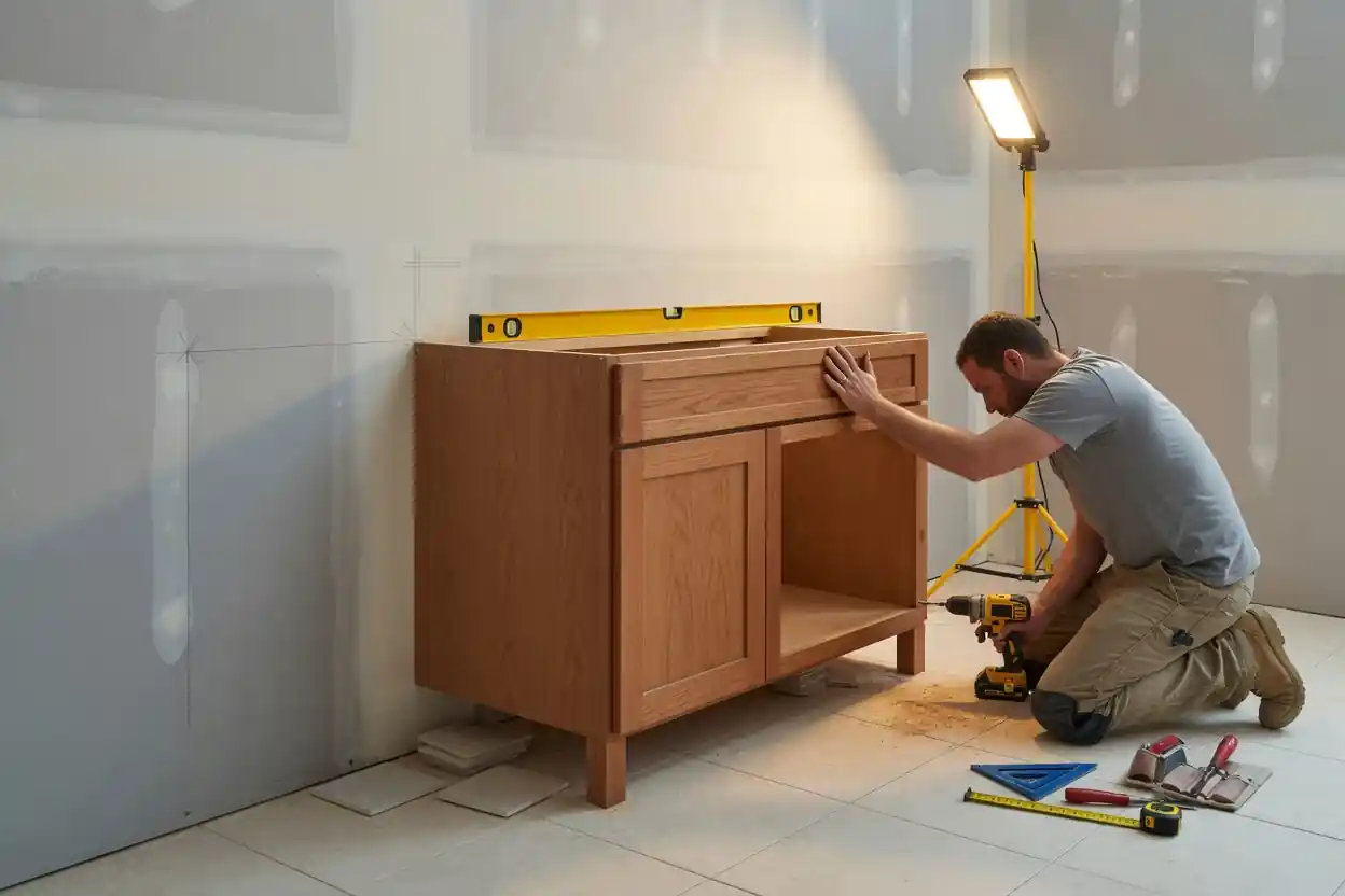 Bathroom vanity installation