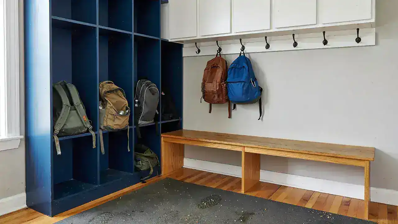 Custom mudroom storage cabinets and cubbies